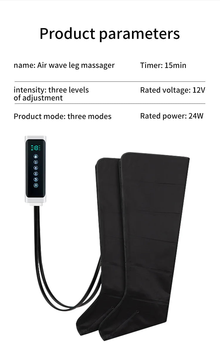 Ben- & fotmassager med lufttryck – Djup vadmassage, knådning & kompression + fjärrkontroll
